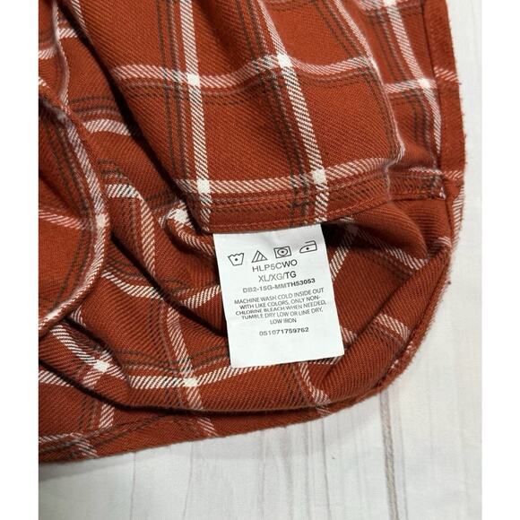 Wrangler Men’s Lightweight Flannel Shirt Orange Plaid Work Shirt Size XL - Picture 4 of 7